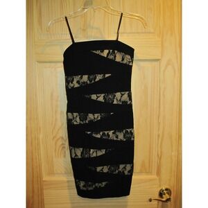 NEW Ruby Rox size Small Short Spaghetti Strap Little Black Dress Tan Roses SEXY!